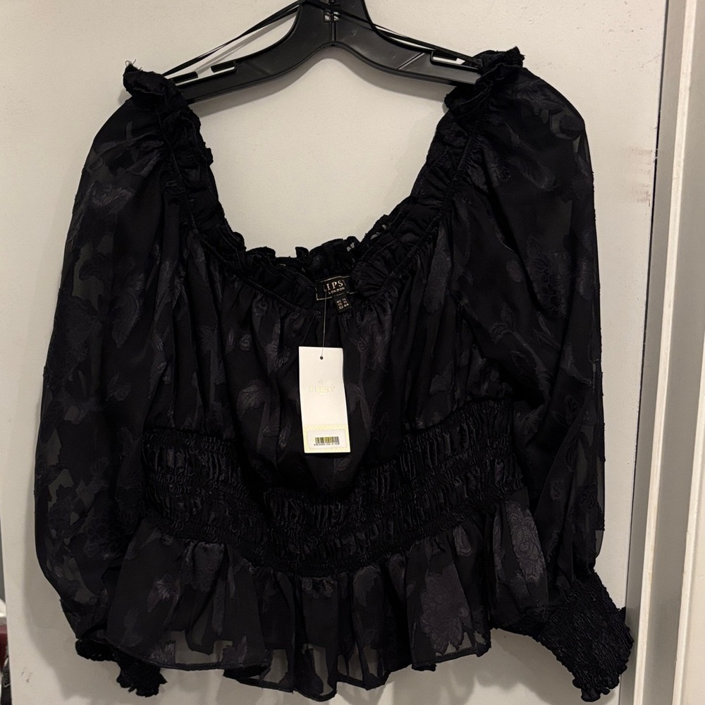 Lipsy Black Ruffled Blouse